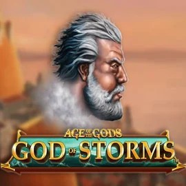 Age Of The Gods: God of Storms online game logo by Playtech on crazebetscasino.com